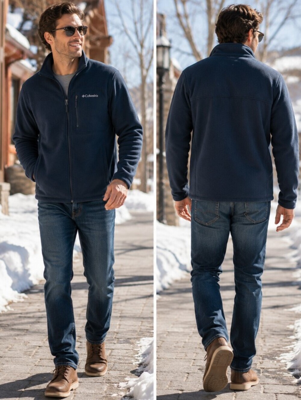 Columbia Men's Navy Interchange Fleece Jacket Full Zip/Side Zip Pockets Size L